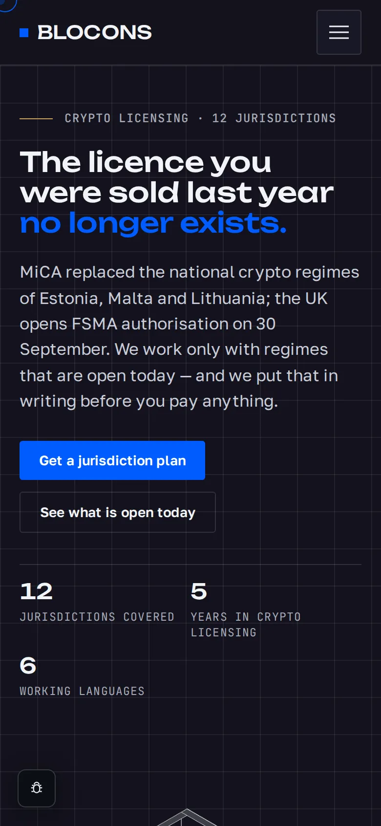 Blocons — crypto licensing consultancy website — project screenshot 3