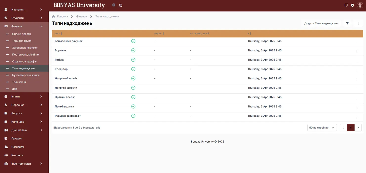 Bonyas University — learning management system — project screenshot 3